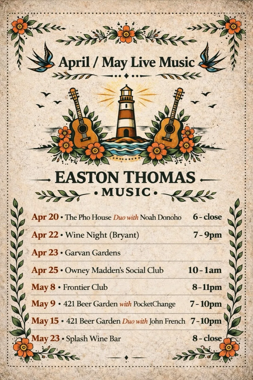 Easton Thomas April and May live music poster