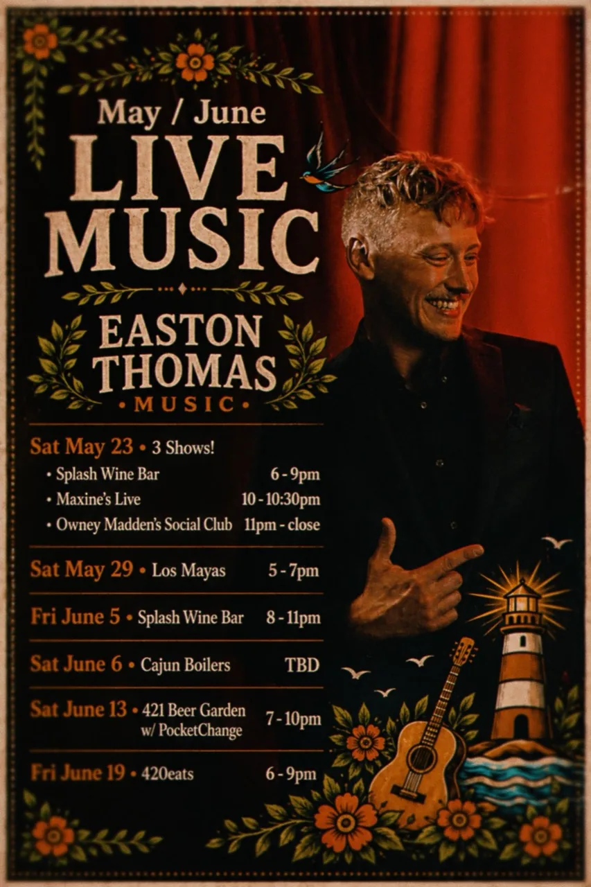 Easton Thomas May and June live music poster